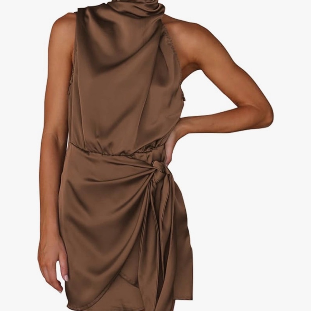 Elegant Brown Sleeveless Dress
